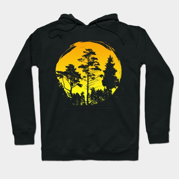 Sunset Minimalist Trees Hoodie by hardy 